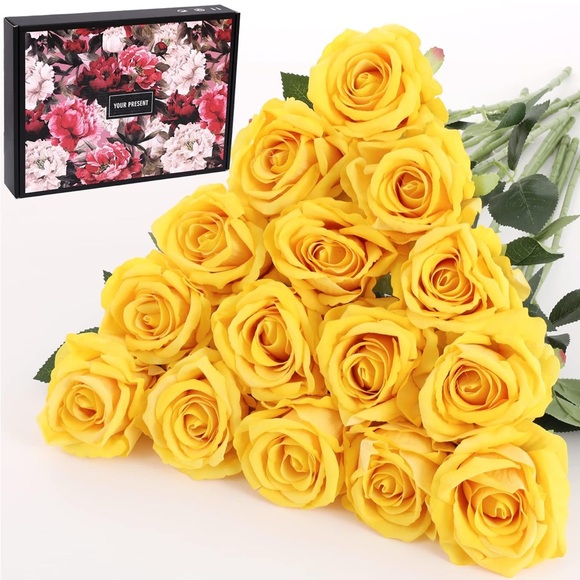 cloudecor Other - Cloudecor 15 Piece Silk Artificial Yellow Roses